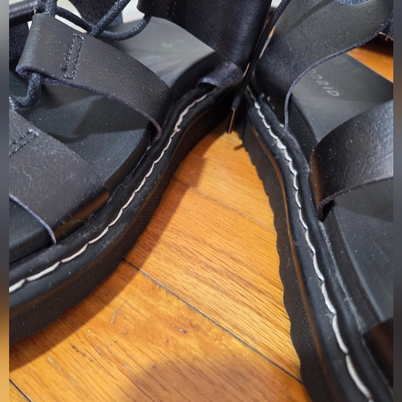 Torrid Black lace-up gladiator strappy sandals size 9 wide width white stitching - Picture 8 of 16